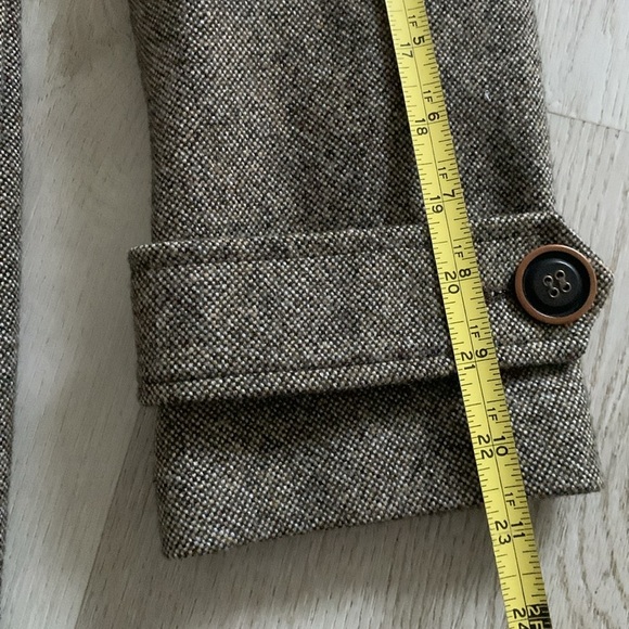 Via‎ button-up wool pea coat tan brown size S tie waist midi classic elegant - Picture 10 of 16